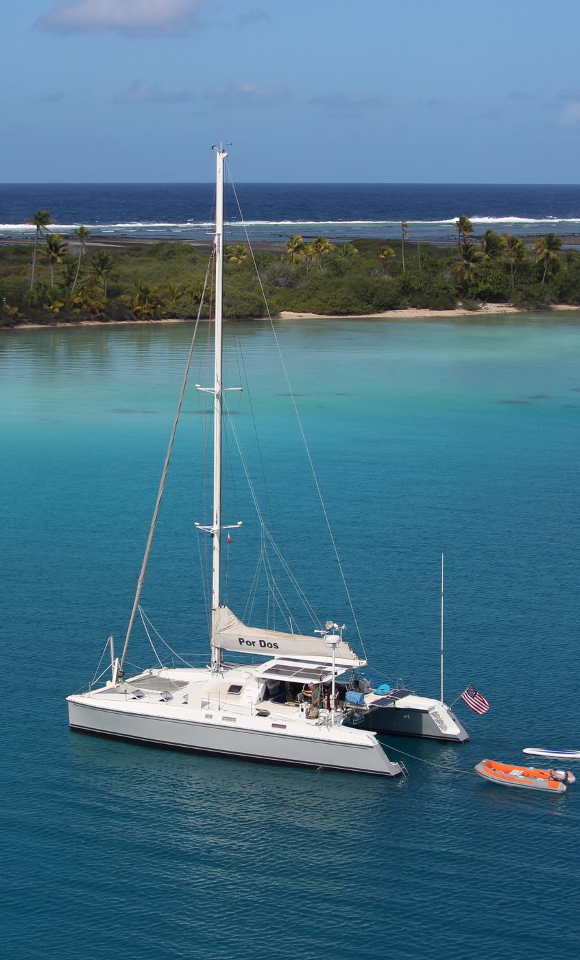 Catamaran sailing on open water